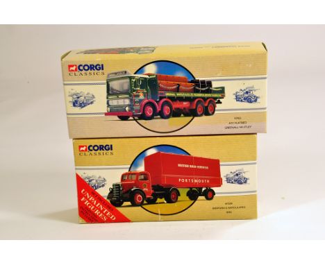 Corgi 1/50 Commercial Diecast comprising No. 97931 AEC Flatbed (Greenall Whitley) plus 97329 Bedford O (BRS). M in Boxes. (2)