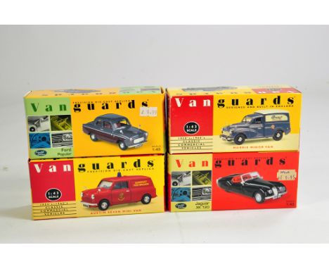 Corgi 1/43 Vanguards diecast Group comprising Ford Poplar, Morris Minor Van, Austin Seven Mini, Jaguar XK120. M in Boxes. (4)