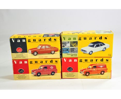 Corgi 1/43 Vanguards diecast Group comprising Rover 2000, Ford Cortina GT, Ford Anglia Van x 2. M in Boxes. (4)