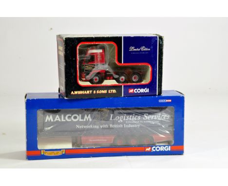 Corgi 1/50 Commercial Diecast Truck comprising A Wishart and Son plus Malcolm Logistics Trailer. M in Boxes. (2)