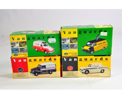 Corgi 1/43 Vanguards diecast Group comprising Morris Minor Van, Ford Transit, Austin A40 Van and Triumph Herald. M in Boxes. 