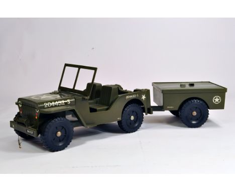 Action Man Army Jeep and Trailer. VG.