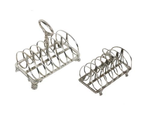 An English silver Toast Rack, by Henry Wilkinson &amp; Co., London, c. 1900, approx. 10 ounces; together with a smaller simil
