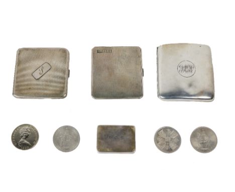 A silver Cigarette Case, of chased design with letter "S" by Asprey, another similar silver Cigarette Case with initials R.E.