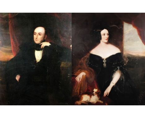 Attributed to Stephen Catterson Smith (1806-1872)  Members of the Bourke Family,&nbsp; "Gentleman standing and leaning in an 