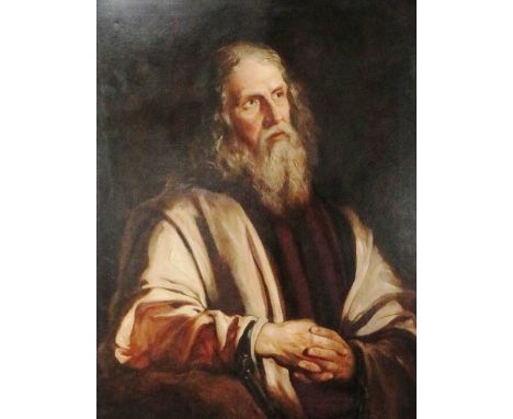 19th Century Irish or British School  "Old Testament Prophet, c. 1875-85,"&nbsp; O.O.C., 88cms high x 77.5cms wide (34 1/2" x