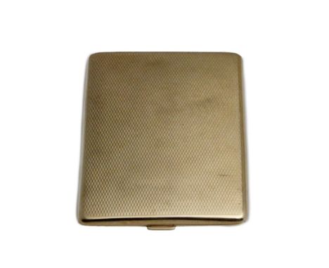 A 9ct gold single side oblong Cigarette Case, Chester c. 1939, with engrave engine turn pattern and made by Asprey &amp; Co. 