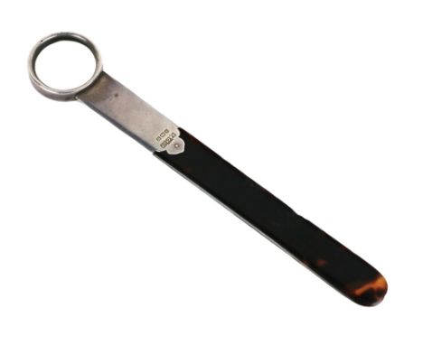A silver mounted and tortoiseshell Letter Opener, Birmingham c. 1937, with a magnifying glass attached, by Asprey &amp; Co., 