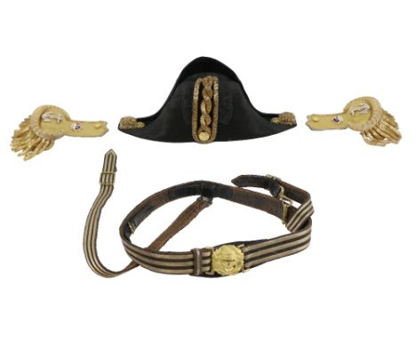 Militaria:&nbsp;Royal Navy - [Arthur Bannatyne Arnold Baker] a cased Bicorn&nbsp;with ornate gold thread and embroidered trim