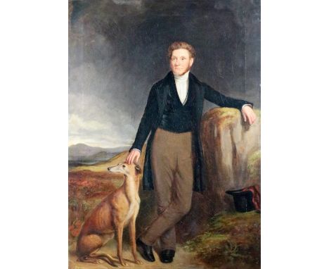 In the Manner of Kenneth Macleay, R.S.A. (1802-1878)  "Portrait of a Gentleman and Dog (member of the Shawyer Family)," O.O.C