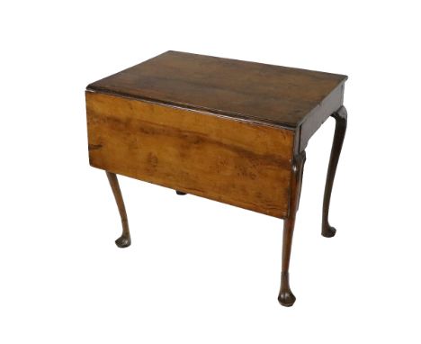A fine quality 18th Century Irish yew-wood Side Table, with single drop leaf and gate leg action with cabriole legs terminati