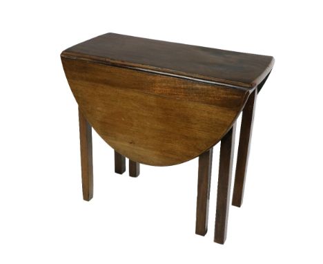 A Georgian period Irish mahogany drop-leaf Table, of small proportions with demi-lune flaps on square legs with gate-leg acti