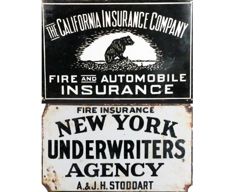 Advertisement: A Vintage enamel Sign for "The California Insurance Company," illustrated, pieced approx. 31cms x 46cms (12" x