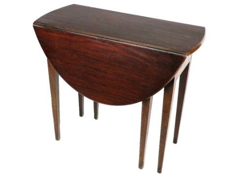 A 19th Century Irish mahogany drop-leaf Table, of small proportions with demi-lune flaps and gate-leg action with single frie