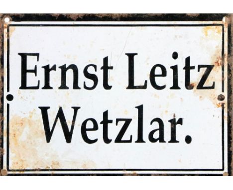 Advertisement:&nbsp; A Vintage enamel Sign for "Ernst Litz Wetzlar (Optician) approx. 19cms x 27cms (7 1/2" x 10 1/2") as a l