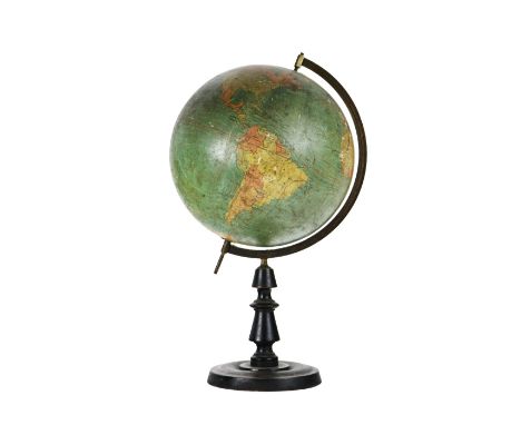 A rare 20th Century W. &amp; A.K. Johnston Terrestrial 12" Globe, (printed Edinburgh, Scotland) n.d., with arched brass suppo