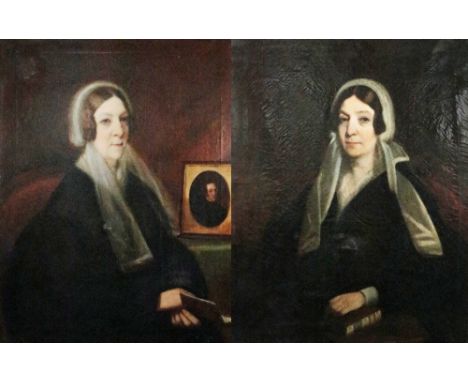Attributed to James Butler Brennan RHA (1825-1889)  "Portrait of a Lady seated in mourning clothing holding a book and wearin