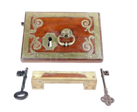[Co. Monaghan Interest] A fine quality original Georgian period Irish brass mounted and mahogany Door Lock and receiver, with