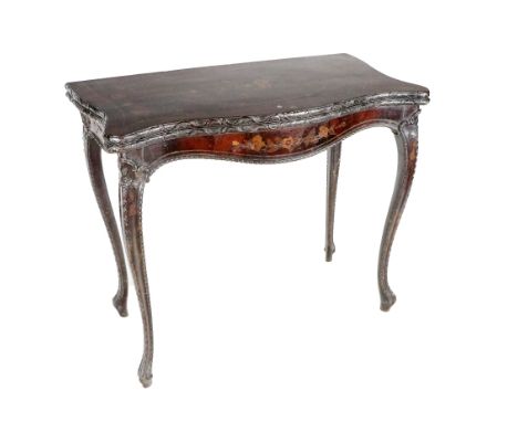An attractive 19th Century mahogany fold-over Card Table, with concertina action, decorated with attractive floral marquetry 