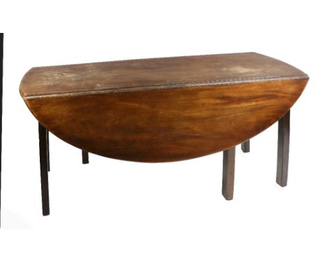 An Irish mahogany Hunt Table, 19th Century, of small proportions with demi-lune flaps on square legs with gate leg action, ap
