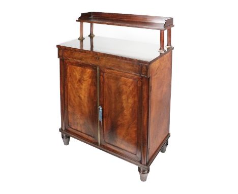 A fine quality Regency mahogany Secretaire Chiffonier, attributed to Gillows of Lancaster, the shelved top with half gallery 