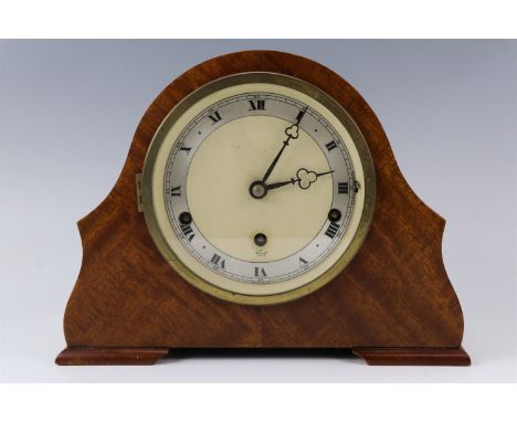 A 1950s Elliott mahogany mantle clock, (running when catalogued accuracy and reliability untested), 22 cm