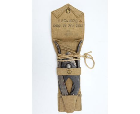 A set of post-War British army folding wire cutters and webbing frog