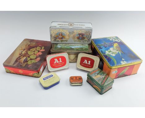 A quantity of vintage tins including Carr and Co. Carlisle
