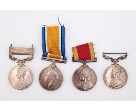 A campaign and long service medal group comprising China Medal 1900, British War medal, India General Service Medal and Army 