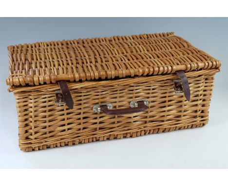 A vintage Optima for John Lewis wicker picnic hamper, 58 x 37 x 21 cm