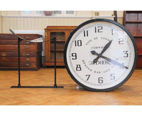 A large late 20th Century reproduction railway station platform type clock, having twin 240 vac electric motors, the faces si
