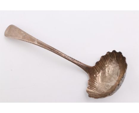 A George III Old English pattern silver sauce ladle, having lightly gadrooned edges and a shell form bowl, George Wintle, Lon