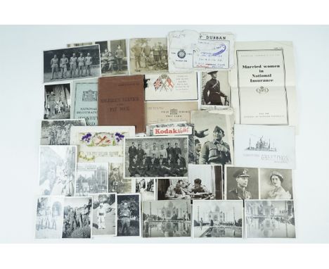 A small family group of Boer War, Great War and Second World ephemera including carte de visite portrait of a Boer War period