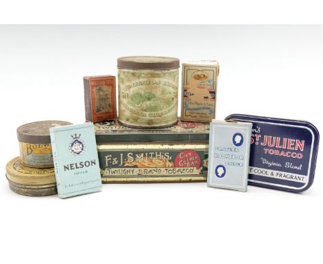 A quantity of vintage tobacciana packaging comprising "Players" Bachelor tipped and Navy Cut cigarette cartons, "John Players
