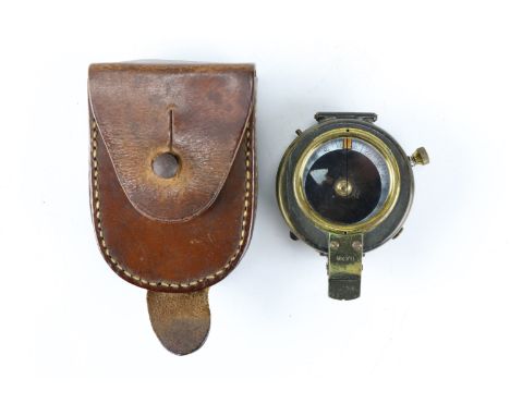 A Great War private purchase Short &amp; Mason Verner's patent Mk VII prismatic marching compass and leather belt pouch, the 