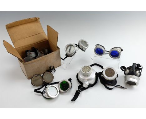 A quantity of new old stock vintage safety goggles and respirators, some boxed, [rescued from the factory of Priest and Ashmo