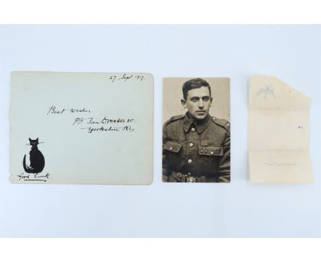 [ Victoria Cross ] A portrait photograph of Private Tom Dresser, 7th Yorks, together with an autograph inscription on leaf de