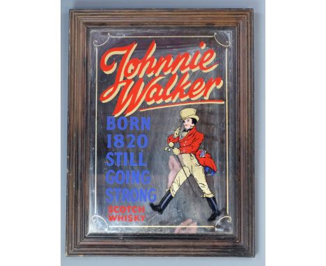 A late 20th Century Johnnie Walker Scotch Whisky advertising mirror, in moulded frame, 40 cm x 50 cm overall