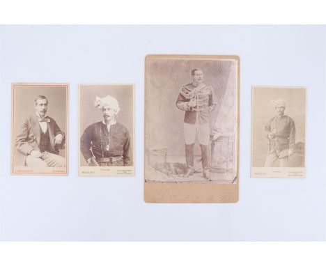 [ Victoria Cross ] A cabinet card and three cartes de visite portraying Major Reginald Sartorius, 6th Bengal Cavalry. [Awarde