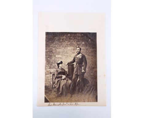[ Victoria Cross ] A portrait photograph of Mr Ross Lowis Mangles, Bengal Civil Service Volunteers, and his wife. [Awarded th