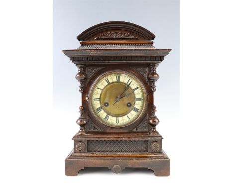 A late 19th Century Hamburg American Clock Company 14 day strike mantle clock, 26 x 15 x 39 cm