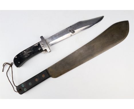 A Second World War US Army Air Force folding survival knife by Cattaraugus, its blade having been re-profiled to Bowie form, 