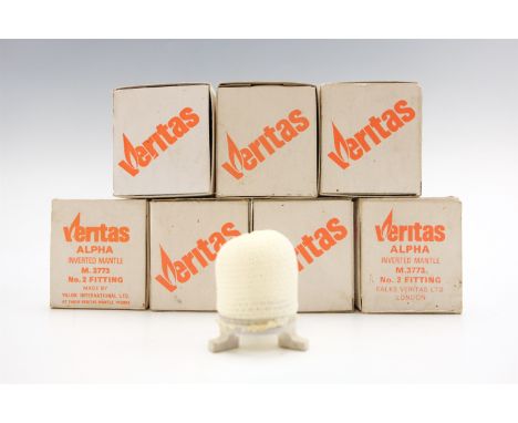 Seven vintage new old stock Veritas lamp mantles, circa 1960s, 6 cm tallest