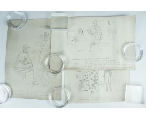 Tom Cotterell (1890 - 1969) World war one satirical cartoons comprising a finished work "The Complete Slacker", pen and ink o