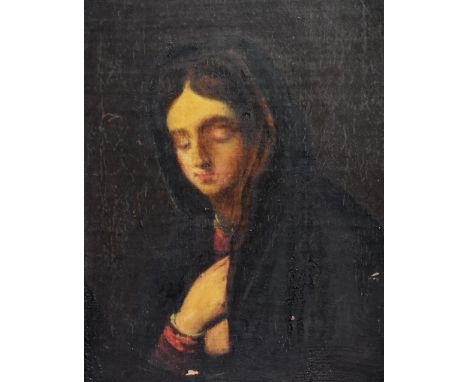 19th/20th Century, Italian School, oil on board, A portrait of a young lady, displayed within an ornate gilt wood frame, meas