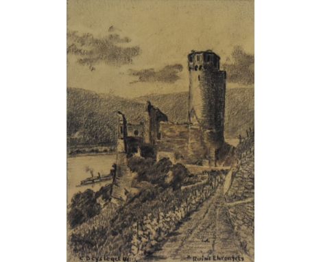 C.Beysiegel (20th Century, German), a pencil sketch, 'Ruine Ehrenfels', signed to the lower left, with a handwritten letter v