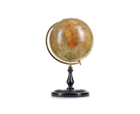 PHILIPS' BRITISH EMPIRE TERRESTRIAL TABLE GLOBE,printed by George Philip &amp; Son, London c.1900, approx. 7", on brass axis 