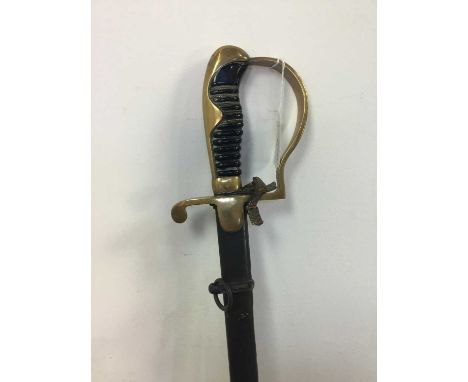 WWII PERIOD THIRD REICH OFFICER'S DRESS SWORD,maker Alexander & Coppel, curved steel blade stamped maker's mark, with brass g