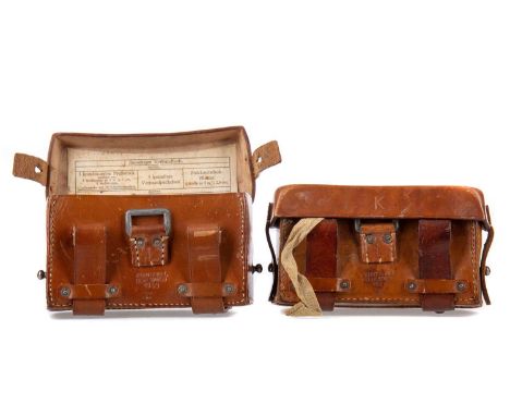 PAIR OF WWII PERIOD THIRD REICH LEATHER ORDERLY POUCHES,for medical equipment, each stamped 'KURTSEIDEL BERLIN W35 1940' and 