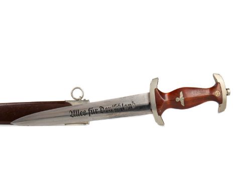 THIRD REICH SA CEREMONIAL DAGGER,the tapered steel blade inscribed 'Alles fur Deutschland' and with maker's stamp for Malsch 